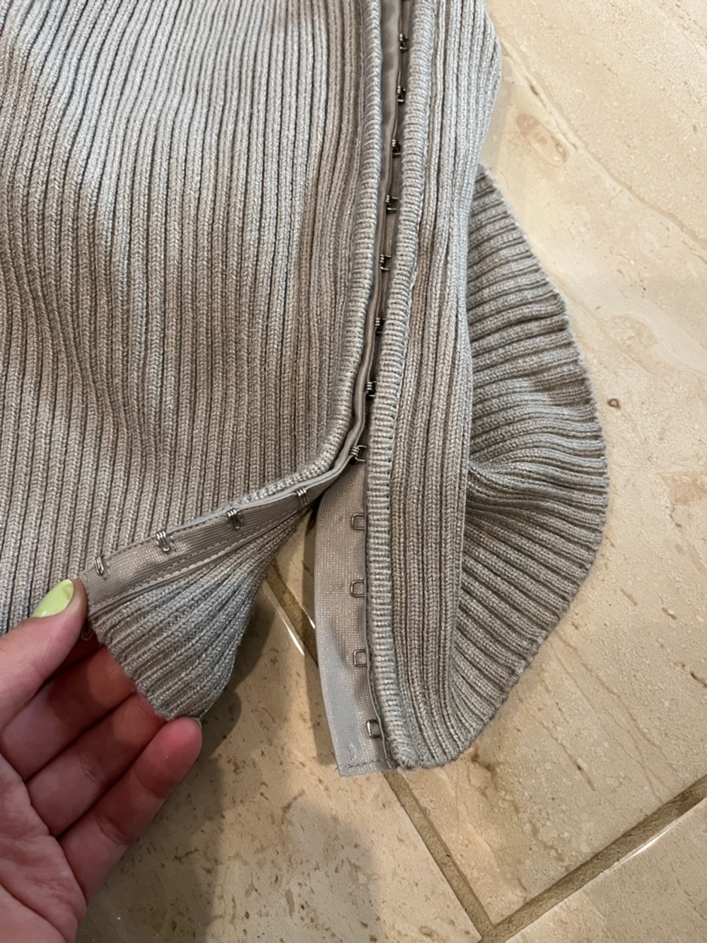 Zara Light Grey Ribbed Button-Front Camisole - Picture 6 of 6